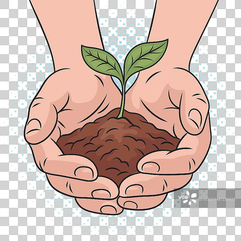 手绘植物嫩芽图片素材