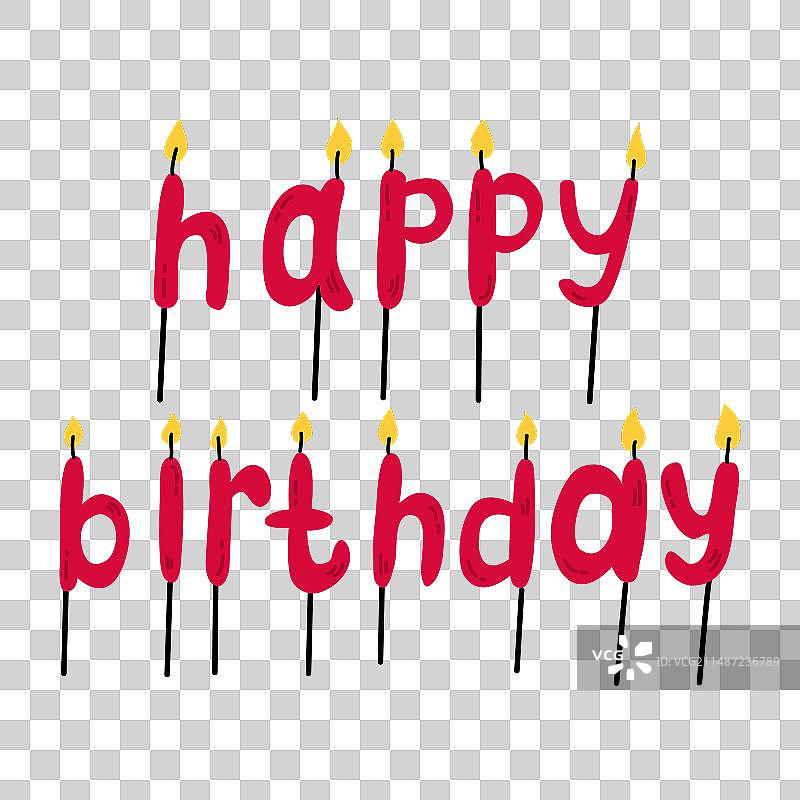 拼写着生日快乐的红色蜡烛图片素材