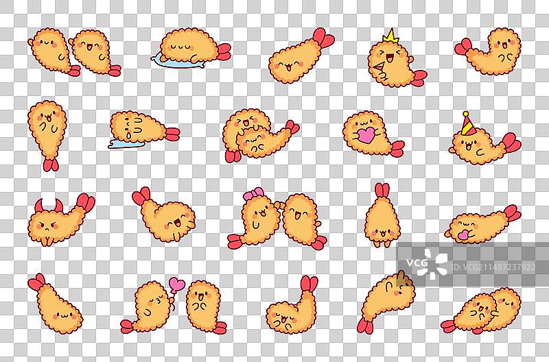 可爱的卡通天妇罗虾角色图片素材