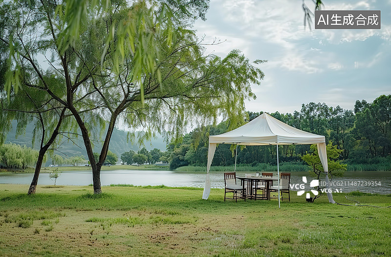 【AI数字艺术】公园里的休闲长凳图片素材