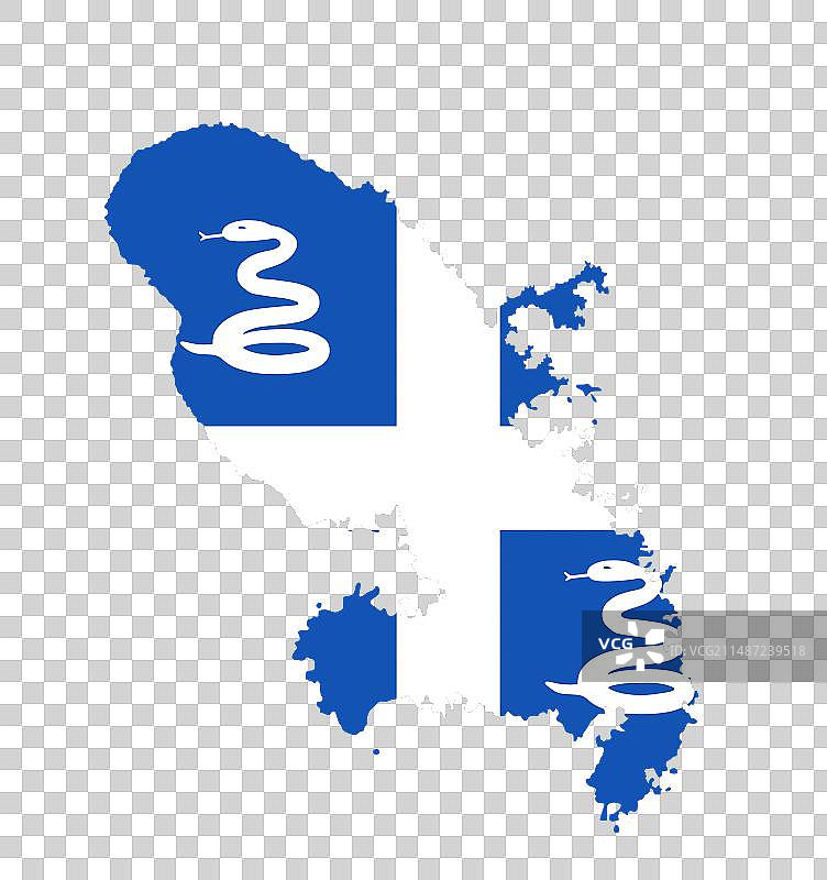 马提尼克岛地图旗帜轮廓图片素材