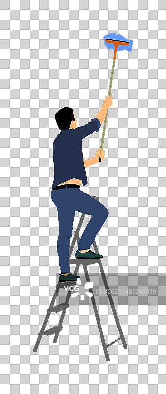 清洁窗户的工人图片素材