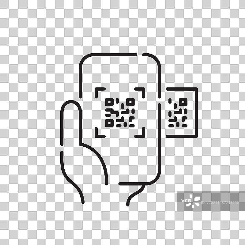 手持智能手机扫描二维码像素图片素材