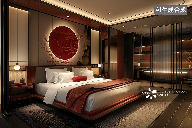 【AI数字艺术】豪华酒店别墅样板房图片素材