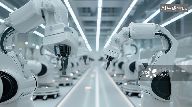 【AI数字艺术】现代化工厂内的自动搬运车图片素材