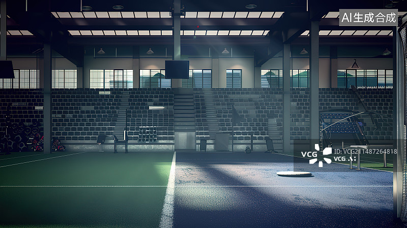 【AI数字艺术】空旷的室内篮球场图片素材