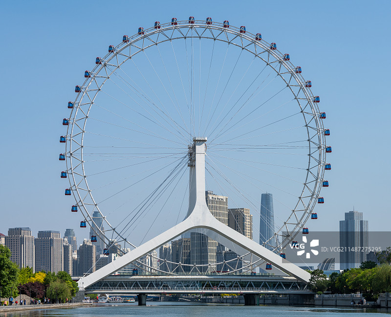天津之眼摩天轮城市风光图片素材