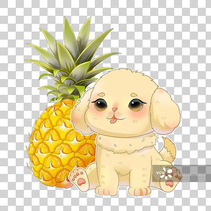 小狗与菠萝图案图片素材