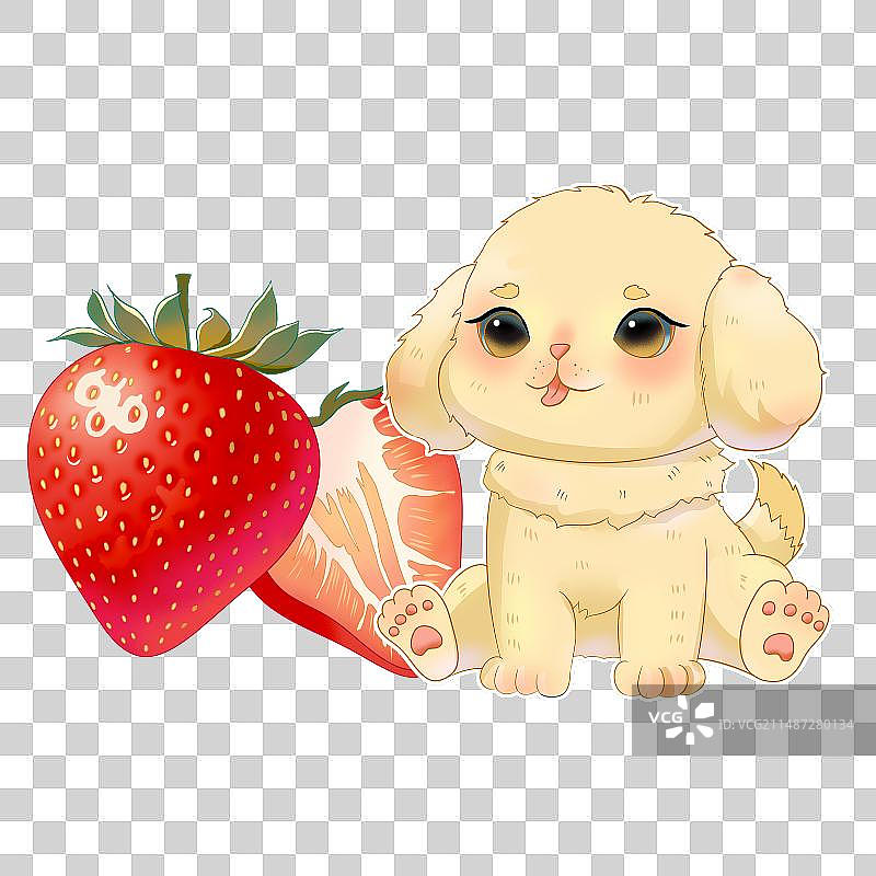 小狗与草莓图片素材