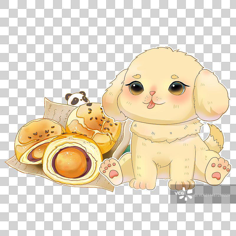 小狗与蛋黄酥图片素材