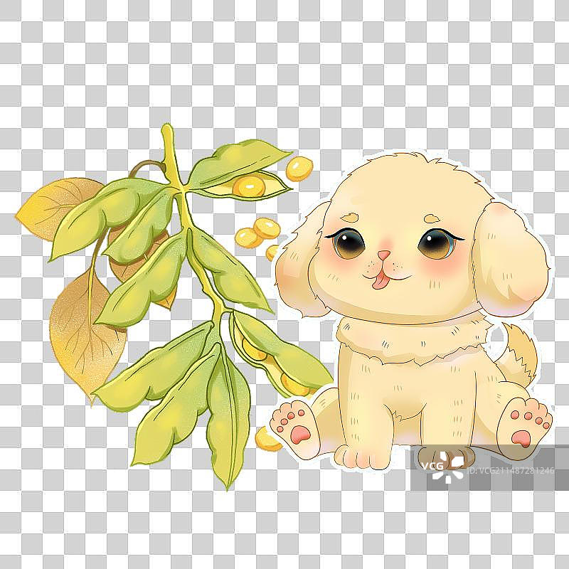 小狗与黄豆图片素材