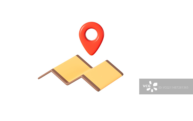 卡通地图定位3D渲染图片素材