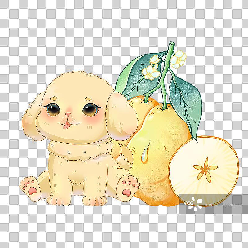 小狗与梨子图片素材