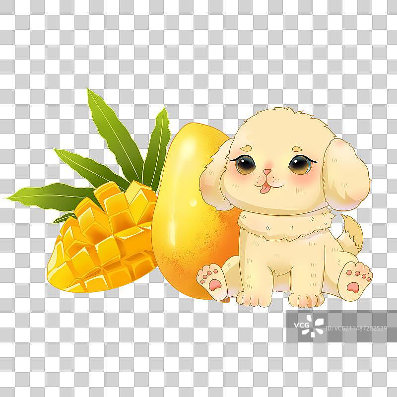 小狗与芒果图片素材