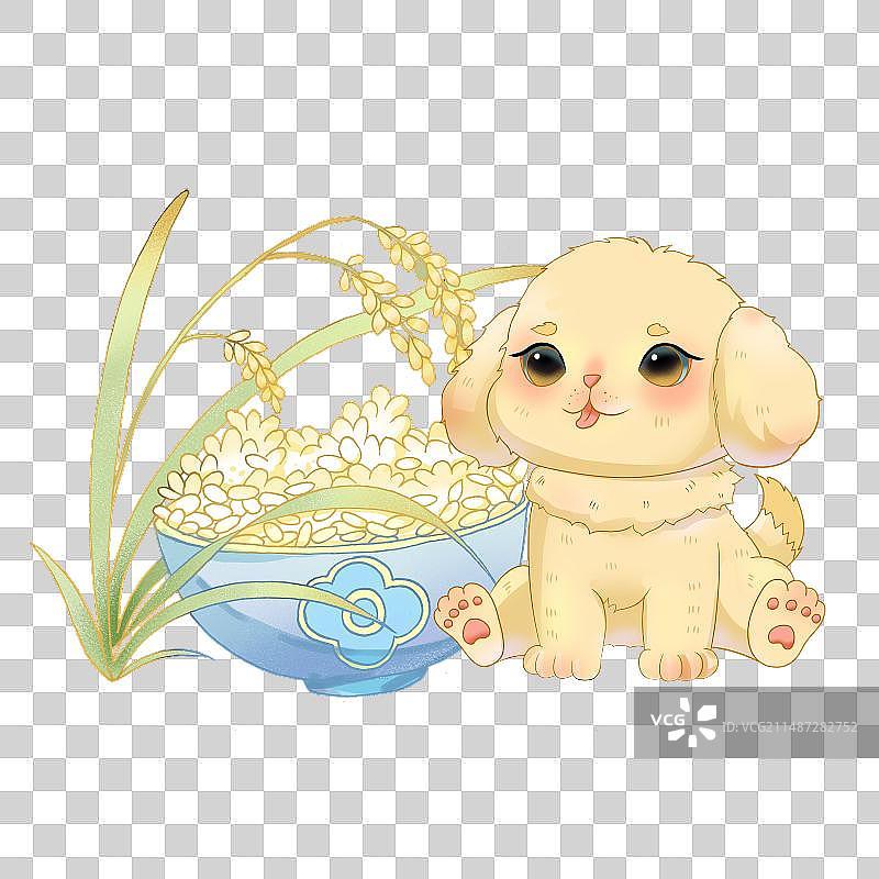 小狗与米饭图片素材