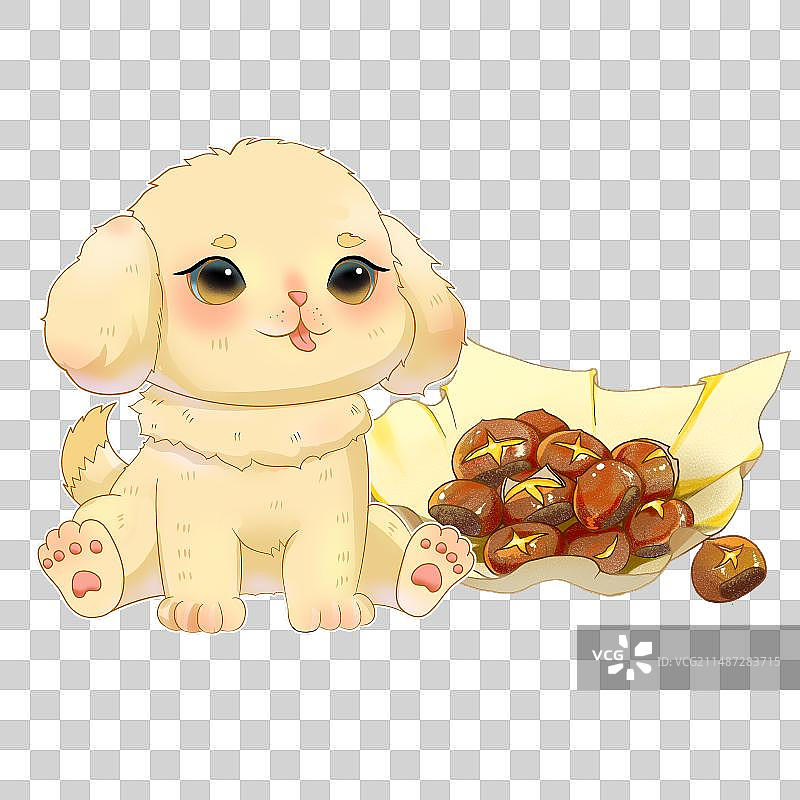 小狗与糖炒栗子图片素材