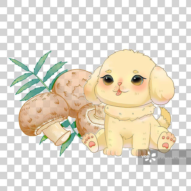 小狗与蘑菇图片素材