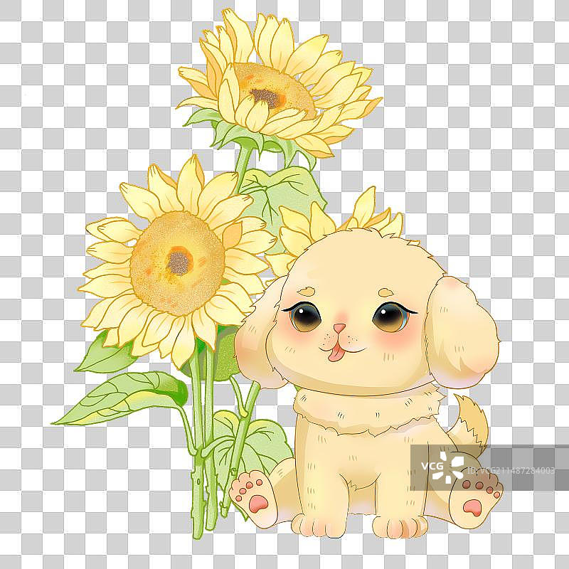 花朵下的小狗图片素材