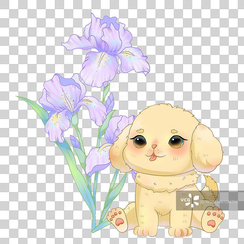 花朵下的小狗图片素材