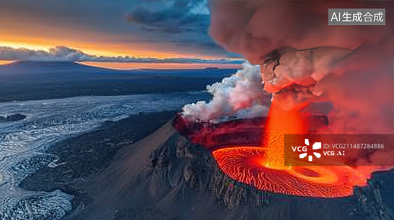 【AI数字艺术】日落时在多云的天空中吸烟的人的特写镜头图片素材