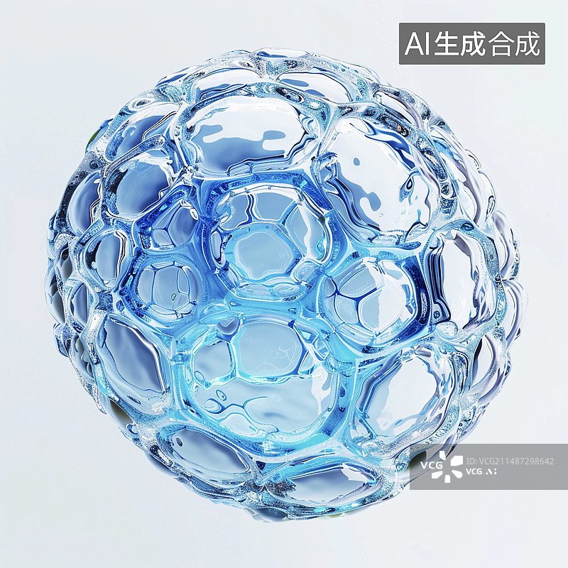 【AI数字艺术】水晶玻璃细胞水分子图片素材