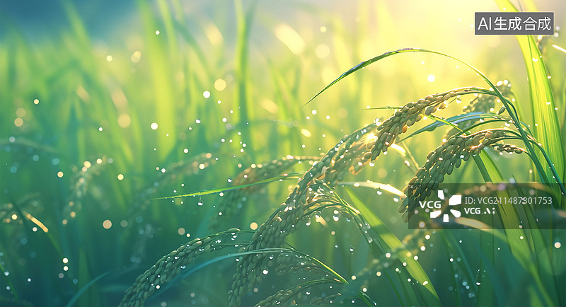 【AI数字艺术】二十四节气芒种农田里的农作物微距图像AI数字艺术图片素材