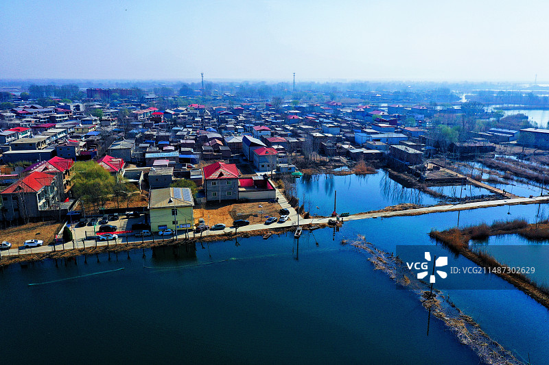 华北明珠白洋淀水村渔镇赵庄子图片素材