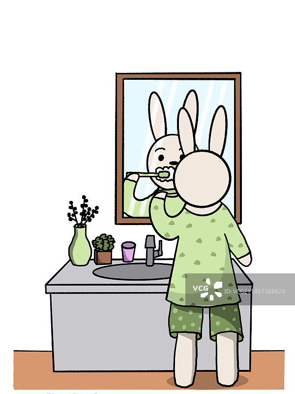 刷牙兔兔图片素材