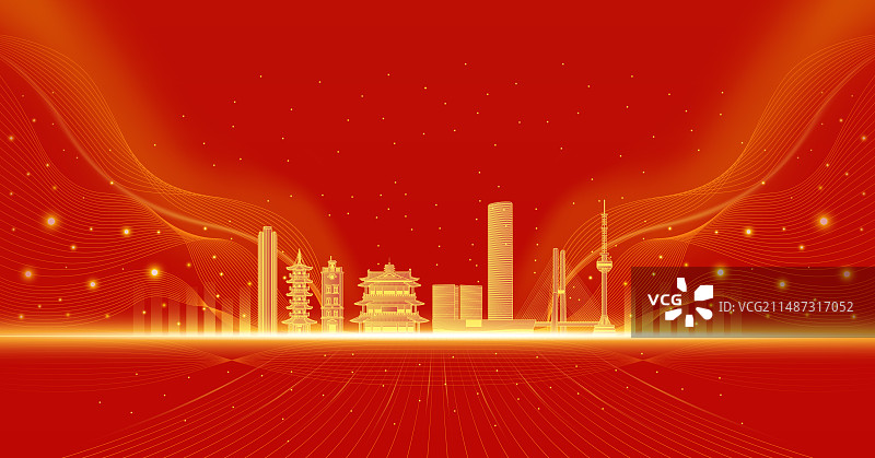 徐州城市建筑红色庆典背景图片素材