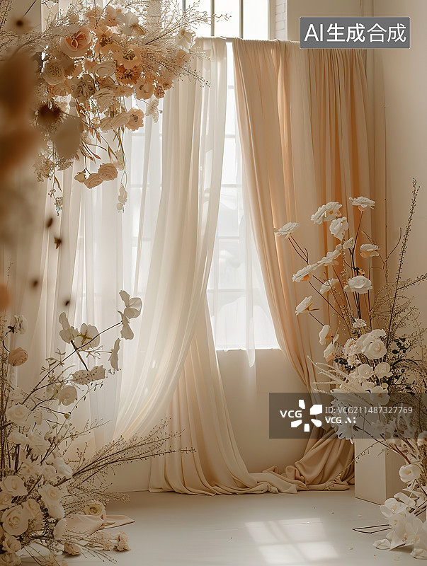 【AI数字艺术】家里靠窗的花瓶特写镜头图片素材