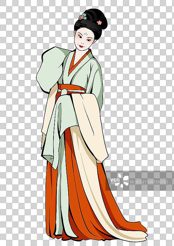 唐朝汉服传统文化服饰古代女子国风插画元素图片素材