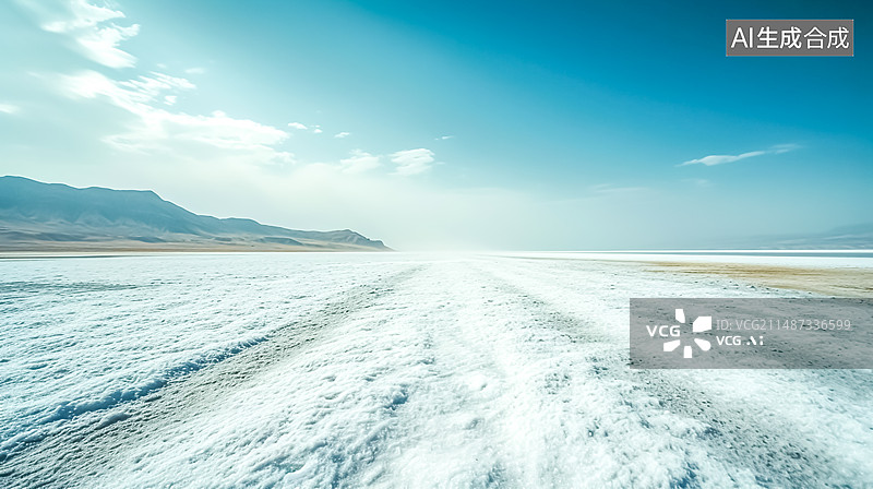 【AI数字艺术】纯净的盐湖风景背景图片素材
