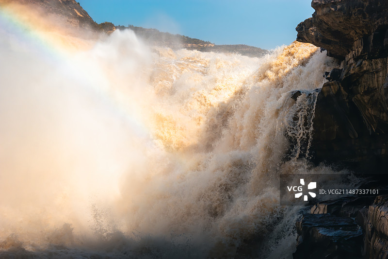 黄河壶口瀑布低角度视图图片素材