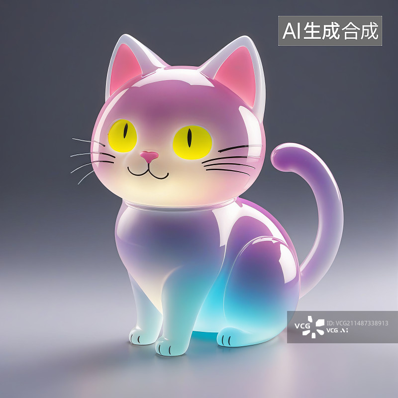 【AI数字艺术】玻璃质感的猫图片素材