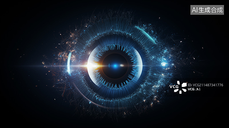 【AI数字艺术】科技概念抽象背景图，眼球，生物技术，背景，蓝色图片素材