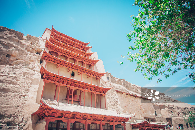 我国四大石窟之一，甘肃敦煌莫高窟图片素材