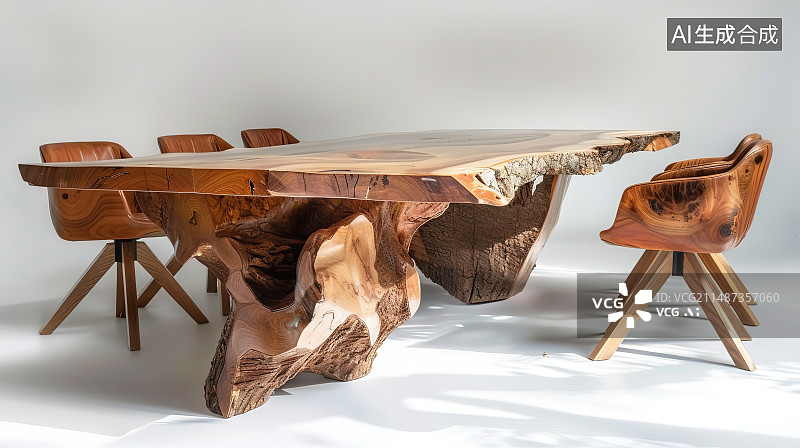 【AI数字艺术】靠墙的空椅子和桌子图片素材