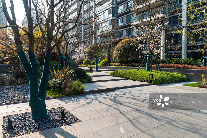 高档小区园林绿化图片素材