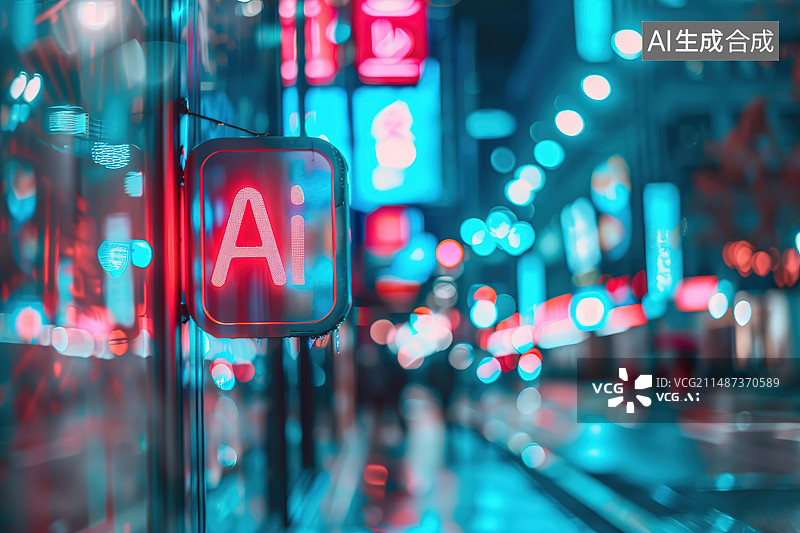 【AI数字艺术】灯光照射下的路标特写镜头图片素材
