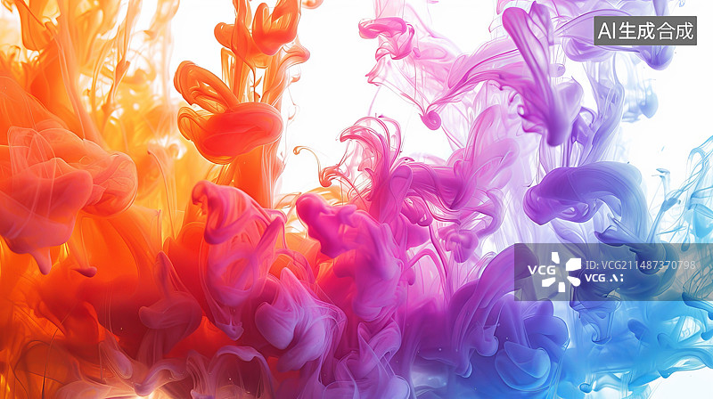 【AI数字艺术】水下彩色丙烯酸涂料图片素材