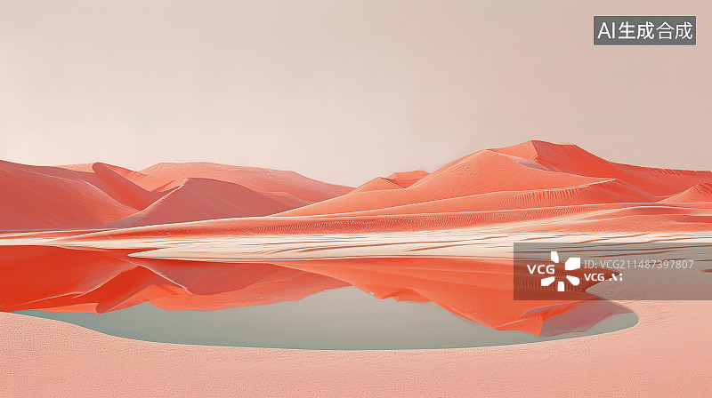 【AI数字艺术】日落时沙漠对天的景色图片素材
