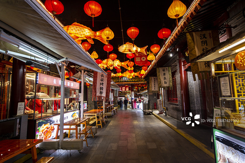 陕西省西安市永兴坊夜景图片素材