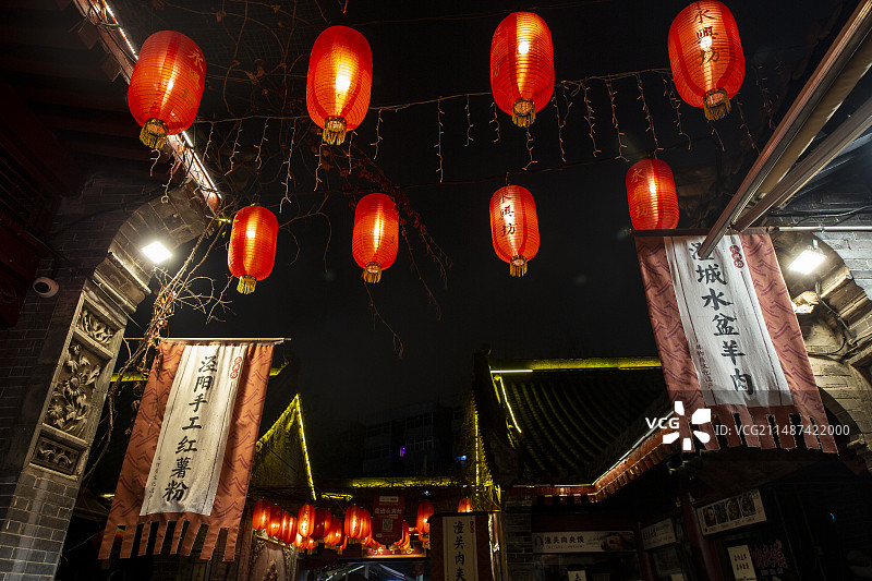 陕西省西安市永兴坊夜景图片素材