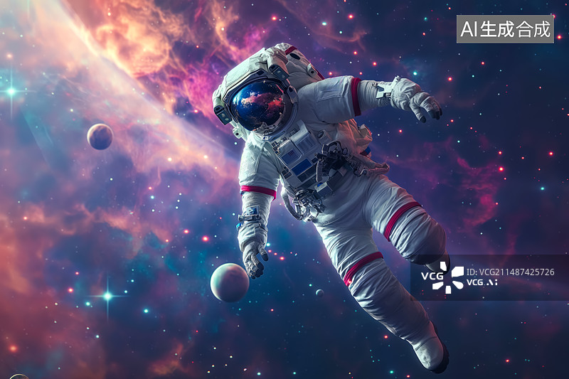 【AI数字艺术】一个悬浮在太空中的宇航员图片素材