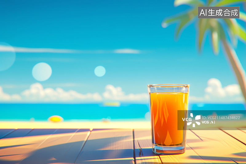 【AI数字艺术】夏日海边冰镇饮品图片素材