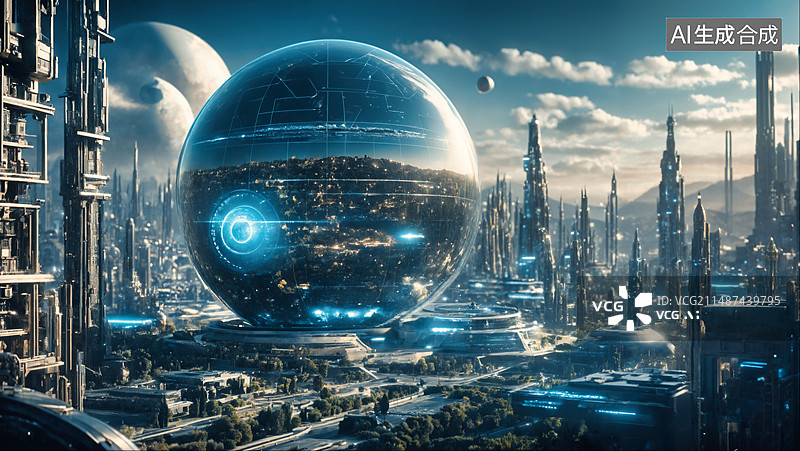 【AI数字艺术】元宇宙和未来城市概念图图片素材