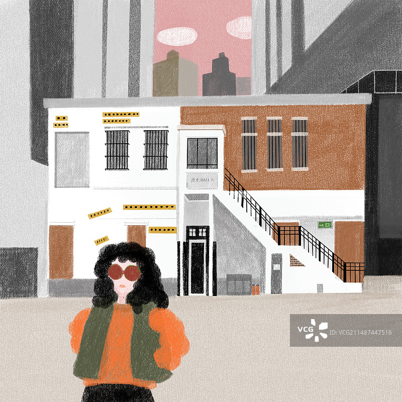 插画：香港大馆艺术馆图片素材
