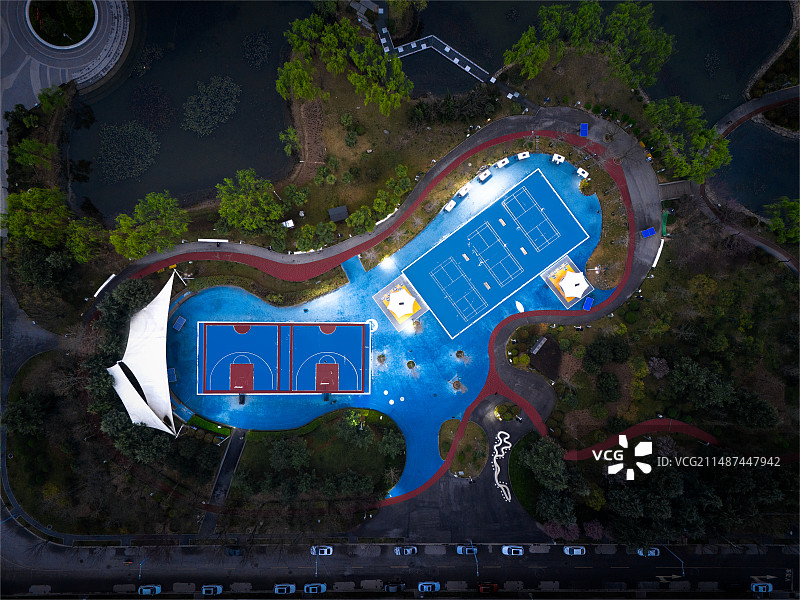 云水公园球场航拍图片素材