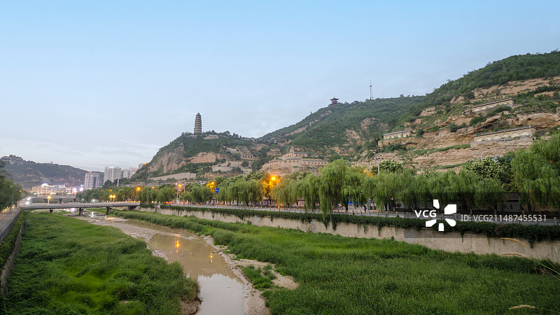 国家5A级旅游景区陕西省延安市宝塔区宝塔山图片素材