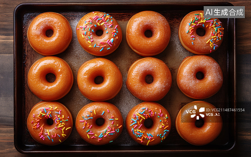 【AI数字艺术】刚出炉的美食甜甜圈图片素材